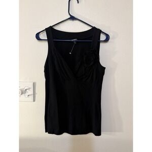 Express Black Sleeveless Floral Crossover V Neck Top Size S